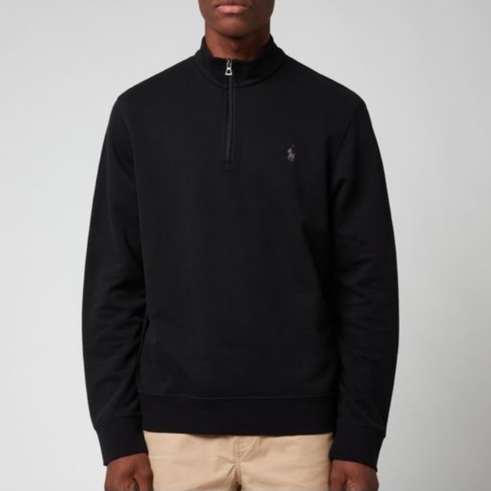 Polo Ralph Lauren Quarter Zipper Black and Grey sweater (L)